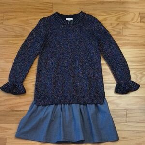 Crewcuts Multicolor Knit Sweater Dress w/Denim Girls Size 10 EUC